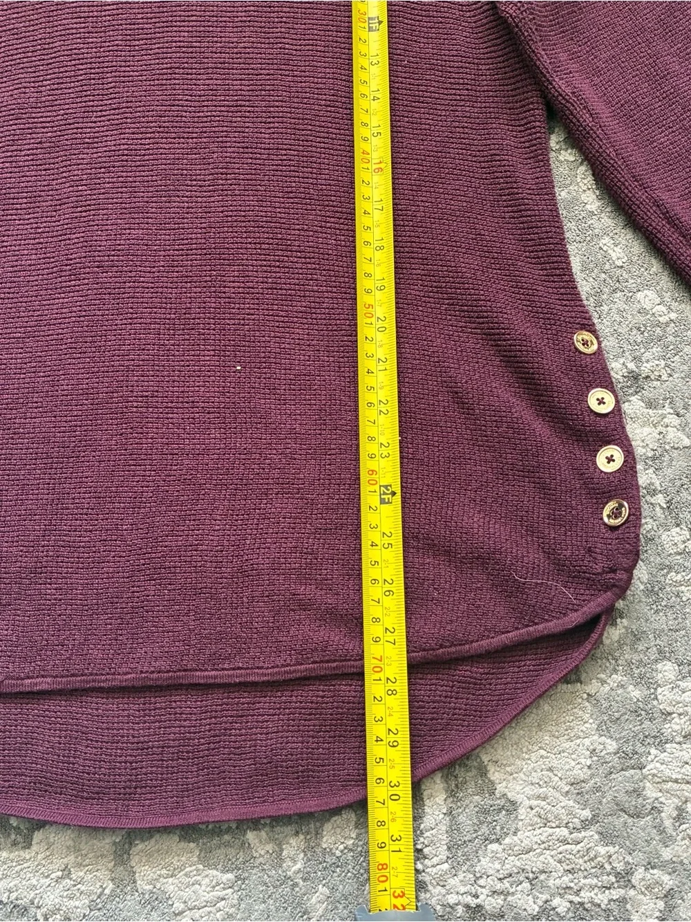 Michael Kors Plum Scoop Neck Knit Sweater with Button Cuffs